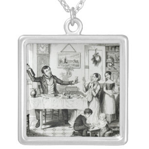 The Bottle, Plate I Silver Plated Necklace