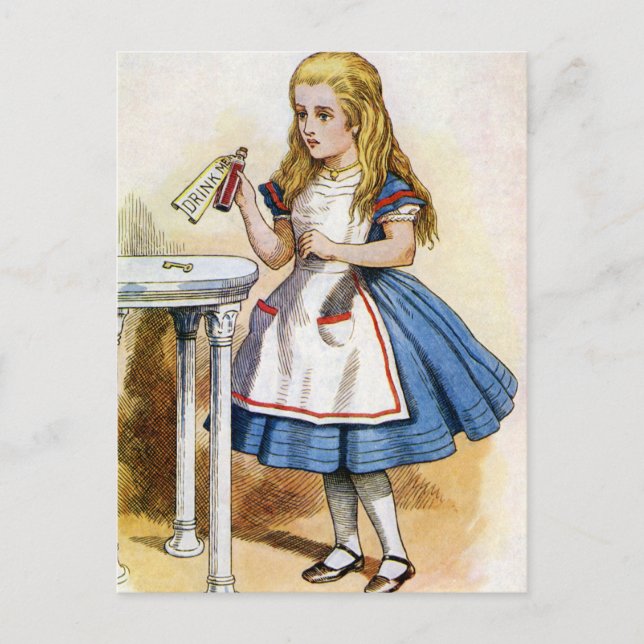 The Bottle Said "Drink Me", So Alice Did Postcard (Front)