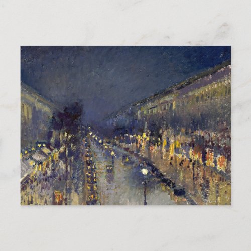 The Boulevard Montmartre at Night Pissarro  Postcard