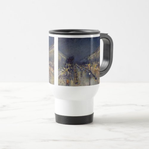 The Boulevard Montmartre at Night Pissarro  Travel Mug