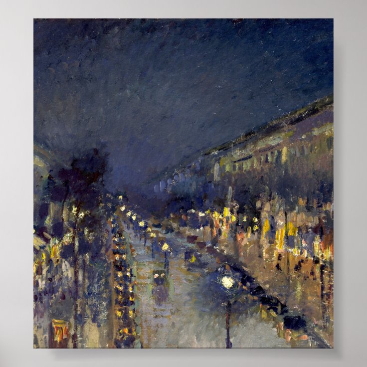 The Boulevard Montmartre at Night Poster Zazzle