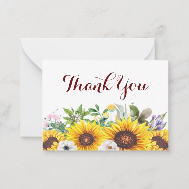 The Bouquet Of Sunflower Thank You Note Card (Front)