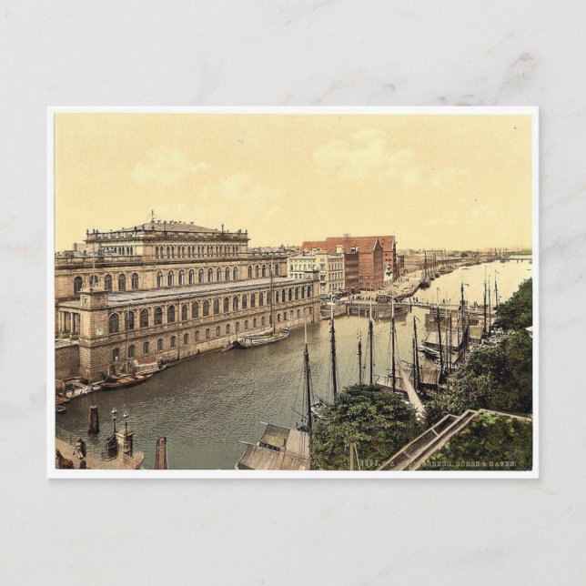 The bourse and harbor, Konigsberg, East Prussia, G Postcard (Front)