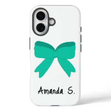The Bow Phone Case w/ Your Name, turquoise