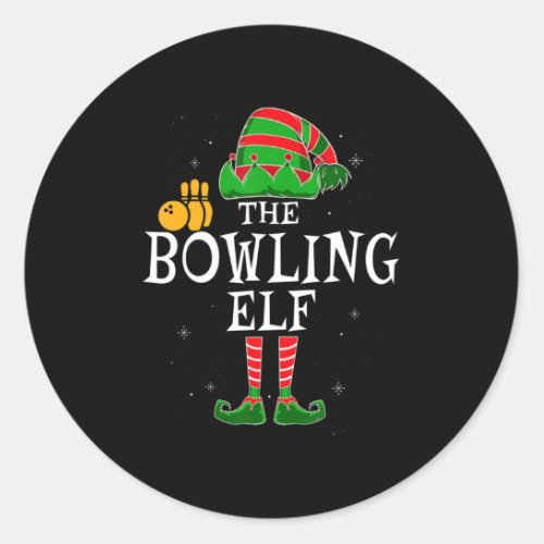 The Bowling Elf Group Matching Family Christmas Bo Classic Round Sticker