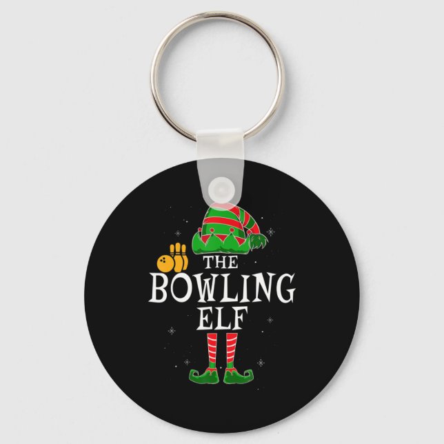 The Bowling Elf Group Matching Family Christmas Bo Keychain (Front)