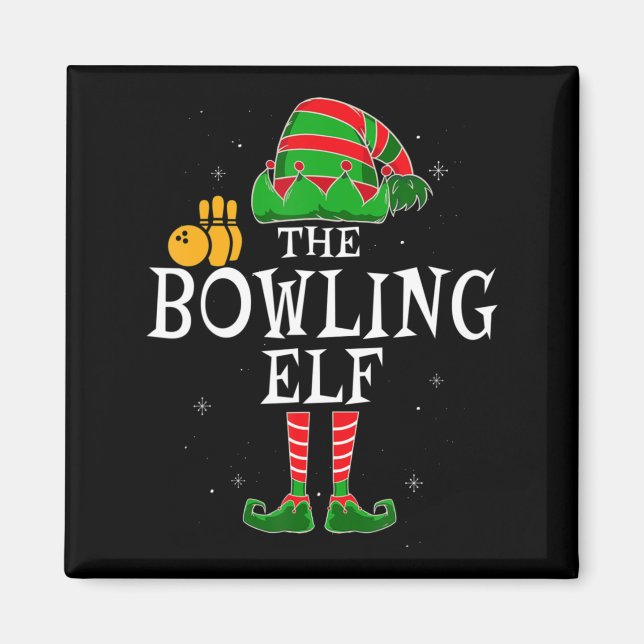 The Bowling Elf Group Matching Family Christmas Bo Magnet (Front)