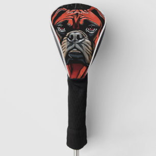 The Boxer Dog, Red and Black 002 - Ulises Dallaire Golf Head Cover