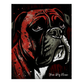 The Boxer Dog, Red and Black 004 - Ulises Dallaire Poster