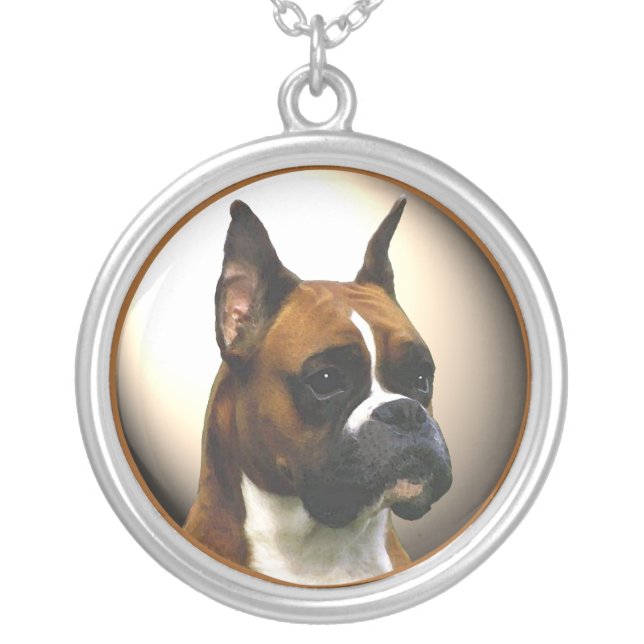 The Boxer Dog Silver Plated Necklace (Front)