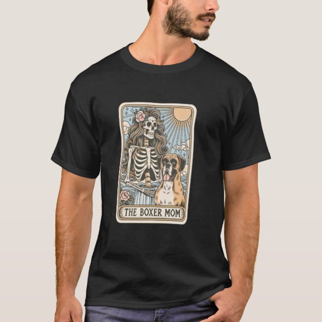The Boxer Mom Tarot Card, Halloween Skeleton Boxer T-Shirt (Front)