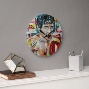 The Boxer Painting by Alfred Fox Large Clock