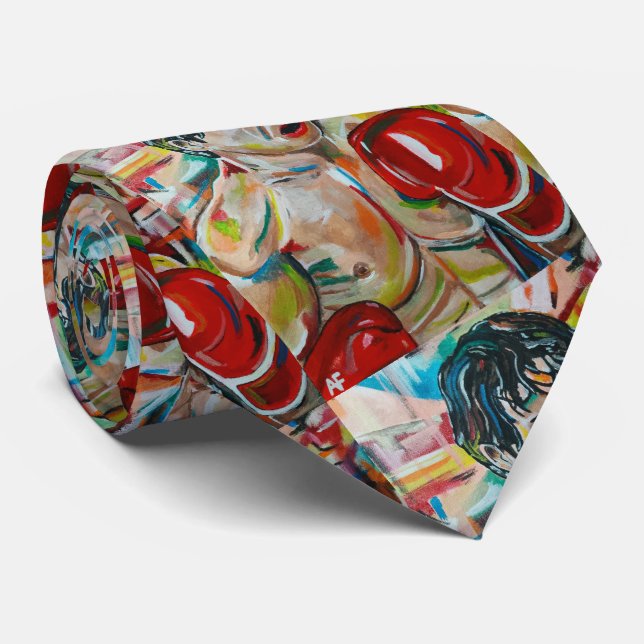 The Boxer Painting by Alfred Fox Neck Tie (Rolled)