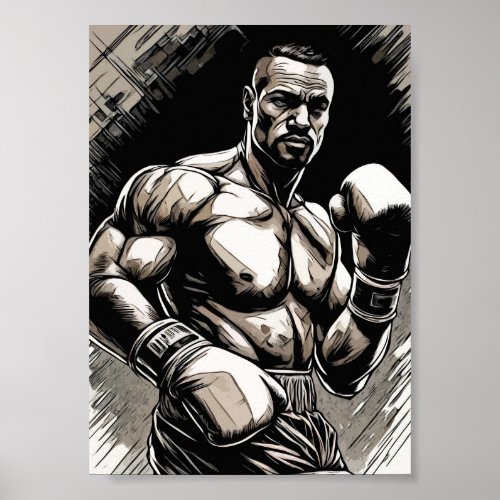 The Boxer Vintage Style Fighter Martial Arts Poster