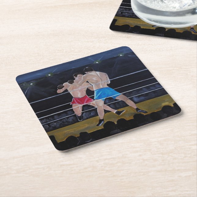 The Boxers Painting by Alfred Fox Square Paper Coaster (Angled)
