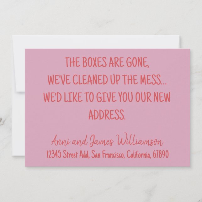 THE BOXES ARE GONE, WE'VE CLEANED UP MESS MOVING  ANNOUNCEMENT (Front)