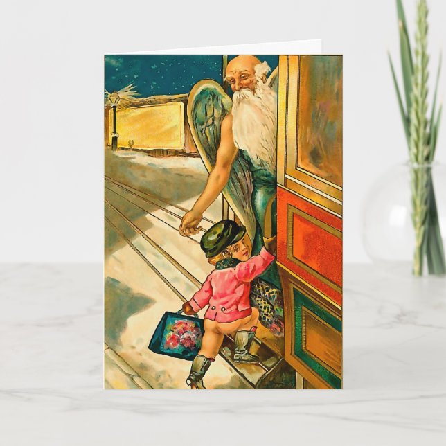 The Boy and the Angel - Vintage Holiday Greeting (Front)