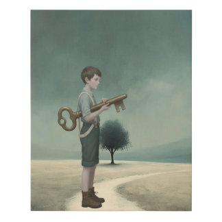 The Boy & His Key | Surreal Storybook Faux Canvas Print