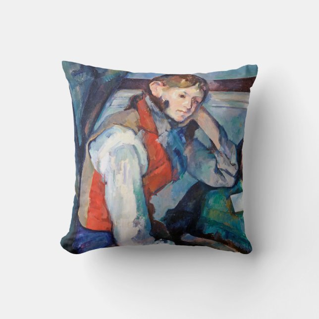 The Boy in the Red Vest, Cezanne Throw Pillow (Front)