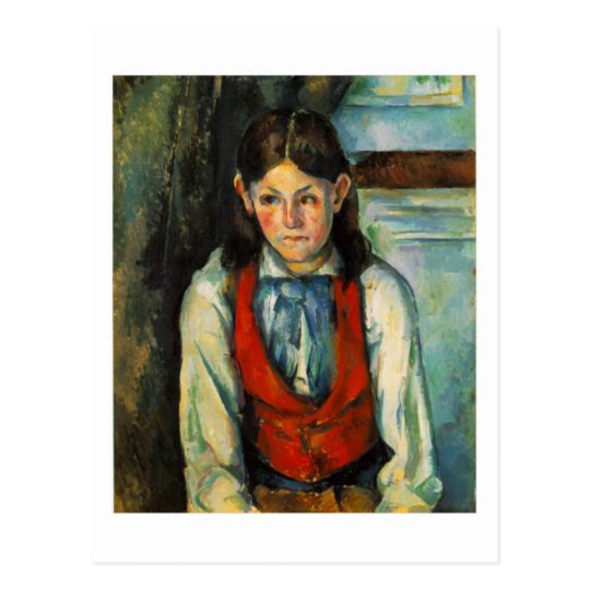 The boy in the red vest postcard