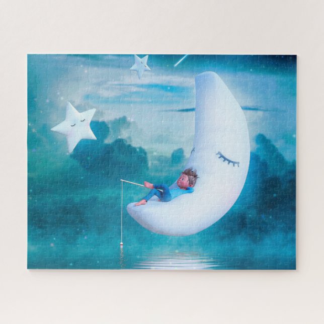 The Boy on the Moon Fishing Jigsaw Puzzle (Horizontal)