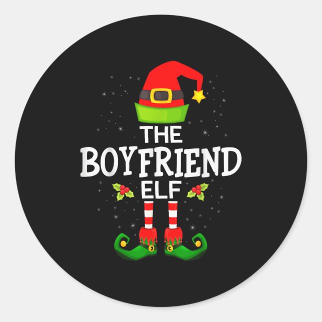 The Boyfriend Elf Christmas Family Matching Pajama Classic Round Sticker (Front)