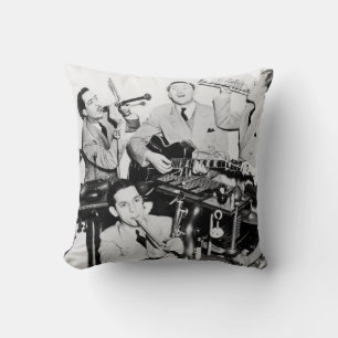 The boys in the bandvintage, music, band, retro, s throw pillow