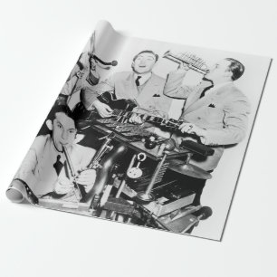 The boys in the bandvintage, music, band, retro, s wrapping paper