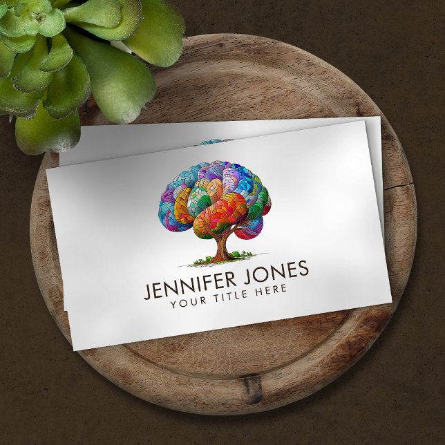 The Brain Tree Colorful Mosaic  Business Card (Creator Uploaded)
