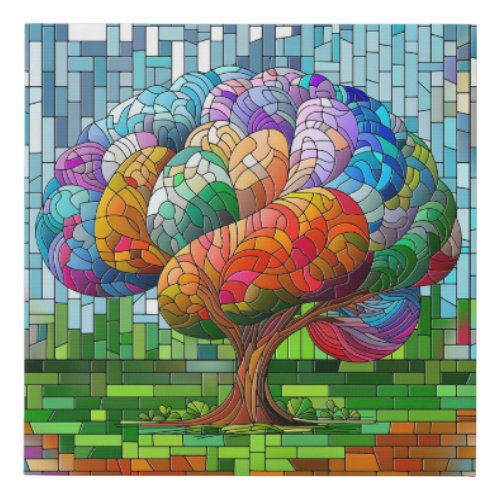 The Brain Tree Colorful Mosaic  Faux Canvas Print