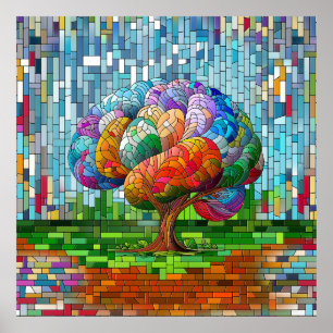 The Brain Tree Colorful Mosaic Poster