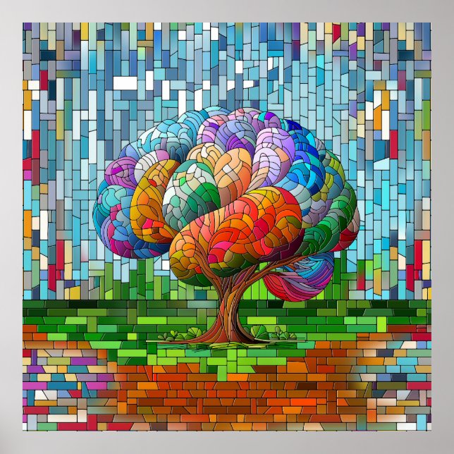 The Brain Tree Colorful Mosaic  Poster (Front)