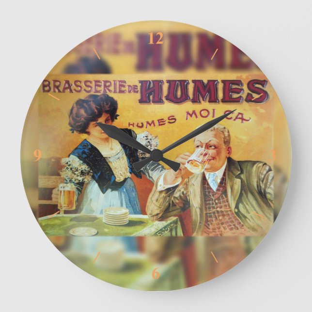 The Brasserie, French vintage poster. Large Clock (Front)