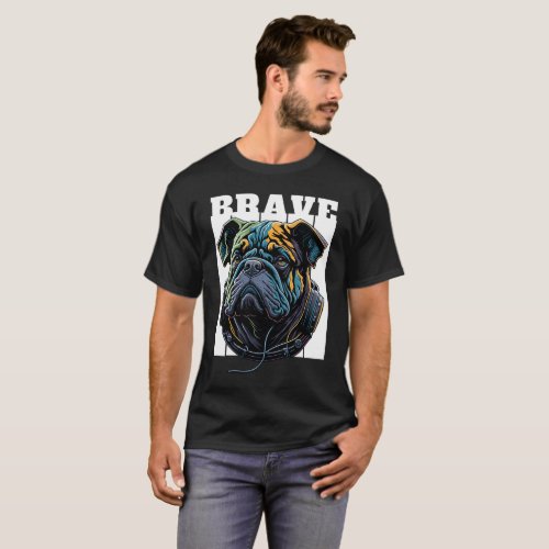 The brave bulldog wearing headphones T_Shirt
