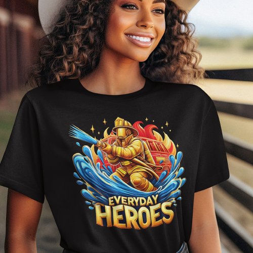 The Brave Fireman Battling the Blaze T_Shirt