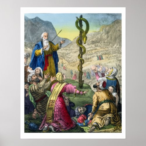 The Brazen Serpent from a bible printed by Edward Poster