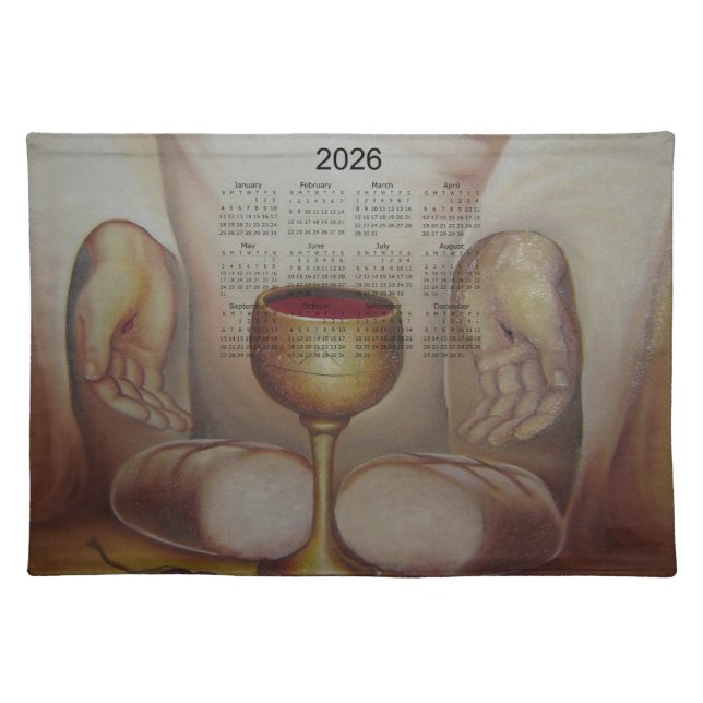 The Bread of Life: Holy Eucharist 2026 Calendar Cloth Placemat (Front)