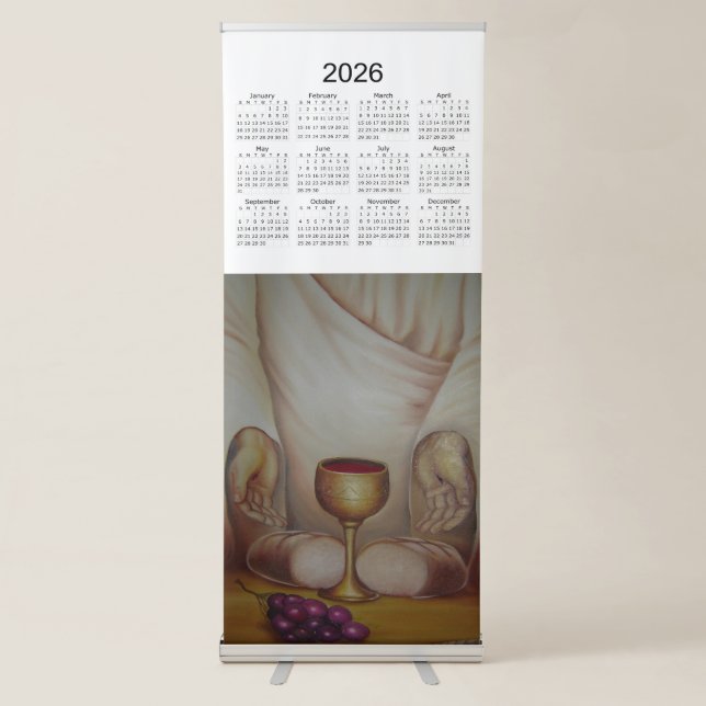 The Bread of Life: Holy Eucharist 2026 Calendar Retractable Banner (Front)