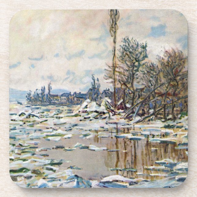 The Break Up of the Ice by Claude Monet Beverage Coaster (Front)