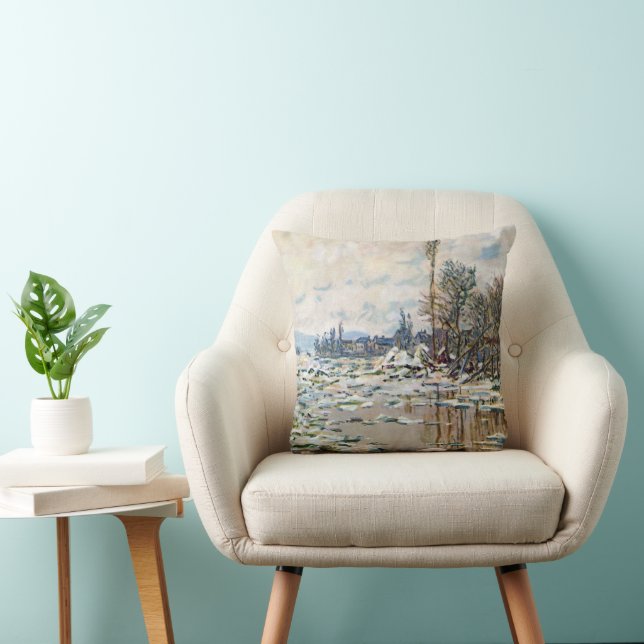 The Break Up of the Ice by Claude Monet Throw Pillow (Chair)