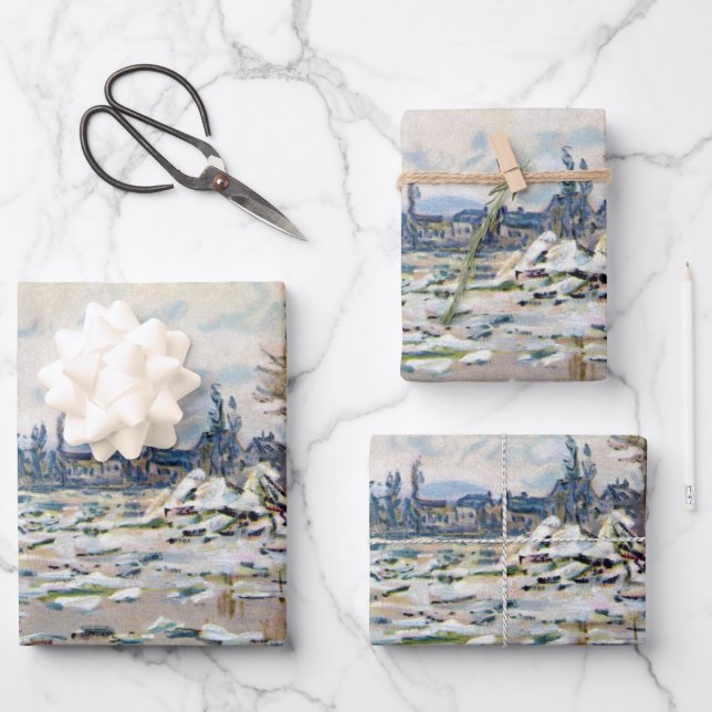 The Break Up of the Ice by Claude Monet Wrapping Paper Sheets (Front)