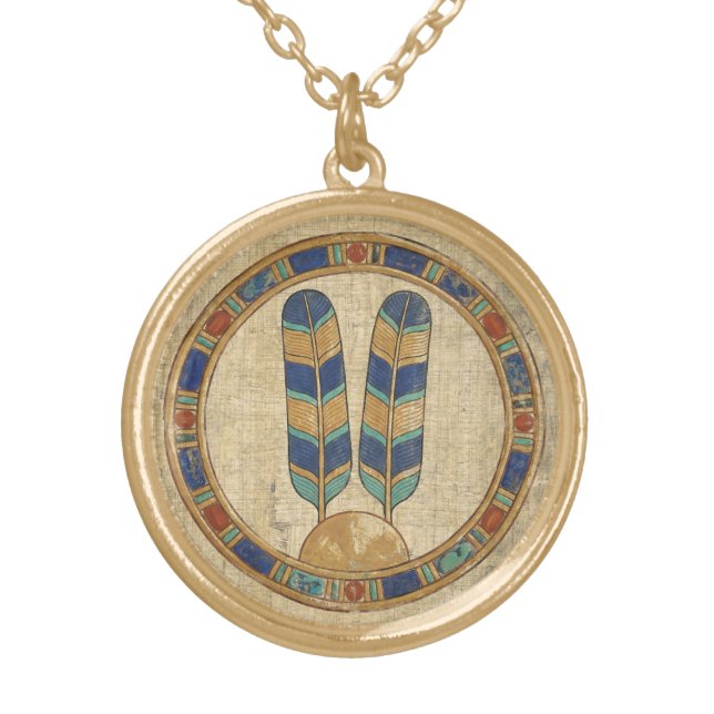 The Breath of Truth: Shuty-Feathers of Maat Gold Plated Necklace (Front)