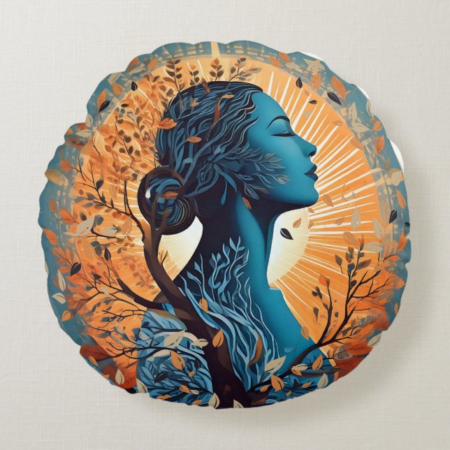 The Breath – The Essence of Life Round Pillow (Front)