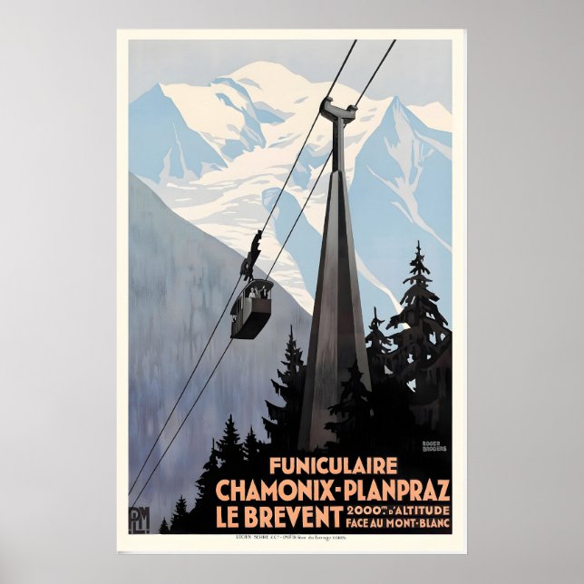 The Brevent Cable Car Chamonix Mont-Blanc France Poster (Front)