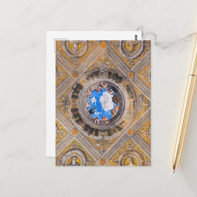 The Bridal Chamber, Ceiling by Andrea Mantegna  Postcard (Front/Back In Situ)