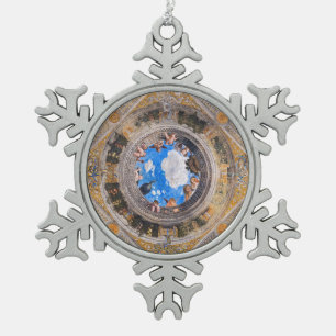 The Bridal Chamber, Ceiling by Andrea Mantegna Snowflake Pewter Christmas Ornament