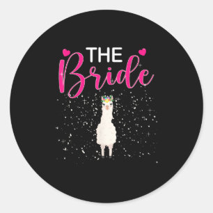 The Bride Alpaca Llama Bachelorette Groom Married Classic Round Sticker