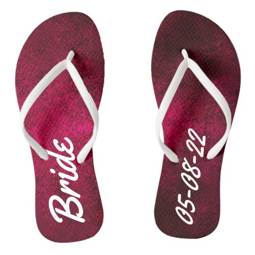 The Bride and Date Mottled Ruby Red Pink Flip Flops