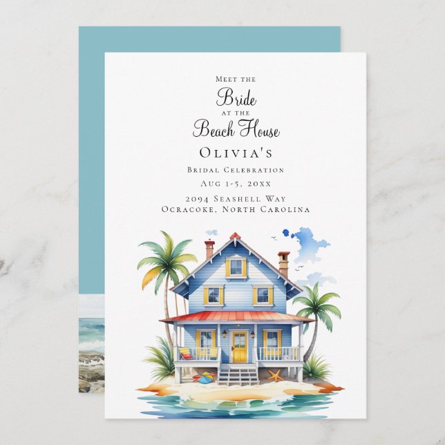 The Bride at the Beach House Bridal Shower Invitation (Front/Back)