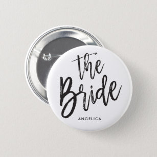 The Bride   Black Script Style Custom Wedding Button